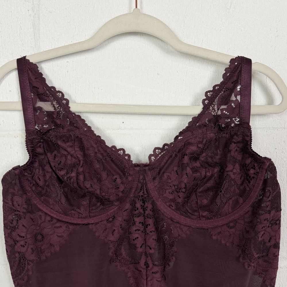 Torrid NWT Lingerie Bodysuit SZ L Wine Underwire Mesh Lace Sexy Wedding Night